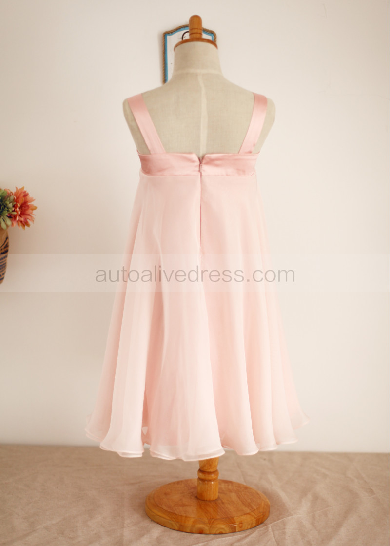Sheath Pink Chiffon Knee Length Flower Girl Dress