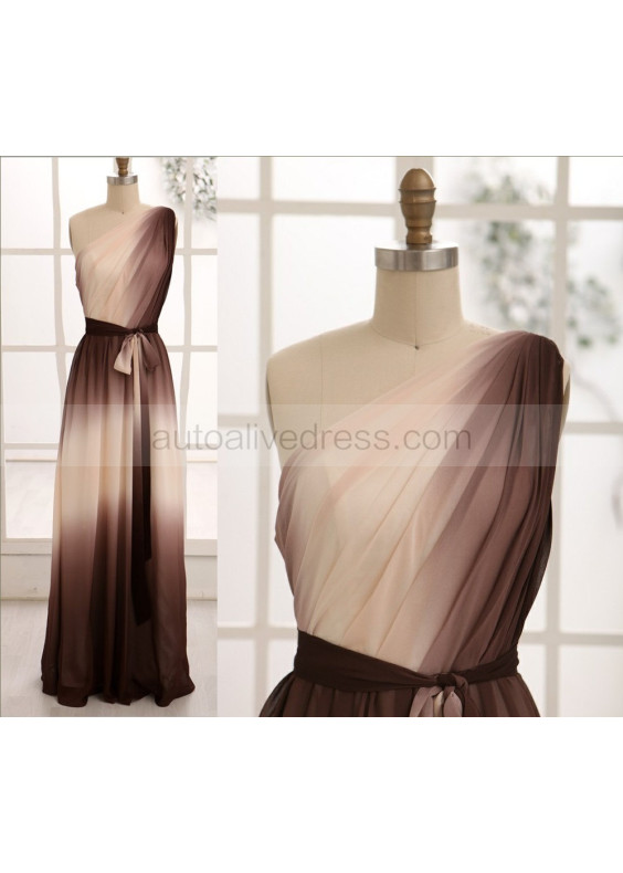 One Shoulder Ombre Chiffon Maxi Bridesmaid Dress One Shoulder Ombre Chiffon Maxi Bridesmaid Dress