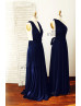 Navy Blue Jersey Floor Length Convertible Bridesmaid Dress Navy Blue Jersey Floor Length Convertible Bridesmaid Dress
