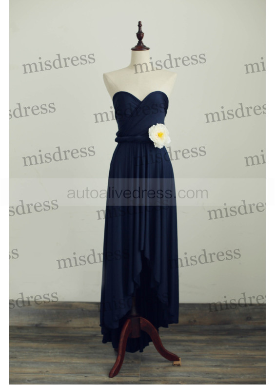 Navy Blue Convertible Stretch Jersey Long Bridesmaid Dress Navy Blue Convertible Stretch Jersey Long Bridesmaid Dress