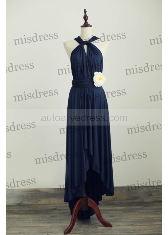 Navy Blue Jersey Infinity Bridesmaid Dress