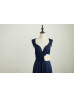 Navy Blue Jersey Convertible High Low Bridesmaid Dress