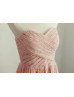 Strapless Sweetheart Dusty Pink Pleated Lace Short Bridesmaid Dress