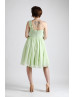 One Shoulder Sage Pleats Chiffon Short Bridesmaid Dress