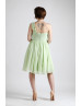 One Shoulder Light Green Pleats Chiffon Short Prom Dress