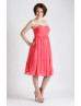 Coral Chiffon Sweetheart Ruched Bridesmaid Dress