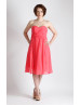 Coral Chiffon Sweetheart Ruched Bridesmaid Dress
