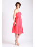 Coral Chiffon Sweetheart Ruched Bridesmaid Dress