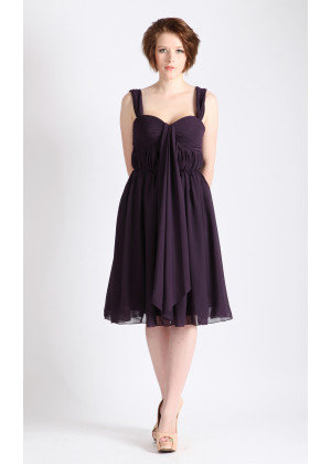 Changeable Straps Deep Purple Chiffon Short Bridesmaid Dress