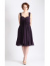 Changeable Straps Deep Purple Chiffon Short Bridesmaid Dress
