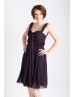 Changeable Straps Deep Purple Chiffon Short Bridesmaid Dress