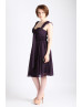 Changeable Straps Deep Purple Chiffon Short Bridesmaid Dress