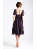 Changeable Straps Deep Purple Chiffon Short Bridesmaid Dress
