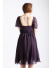 Changeable Straps Deep Purple Chiffon Short Bridesmaid Dress