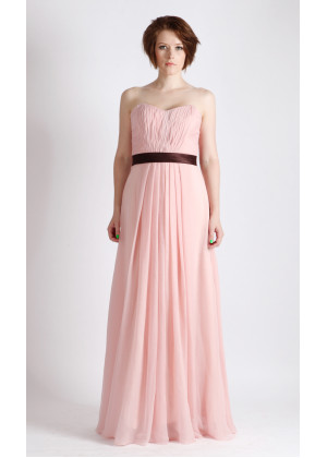 Strapless Sweetheart Light Pink Chiffon Pleated Bridesmaid Dress