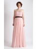 Light Pink Chiffon Strapless Sweetheart Long Prom Dress