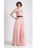 Light Pink Chiffon Strapless Sweetheart Long Prom Dress