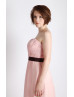 Light Pink Chiffon Strapless Sweetheart Long Prom Dress