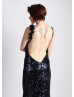 Sexy Navy Blue Sequin Backless Bridesmaid Dress