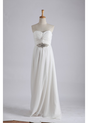 Strapless Ivory Chiffon Beach Wedding Dress