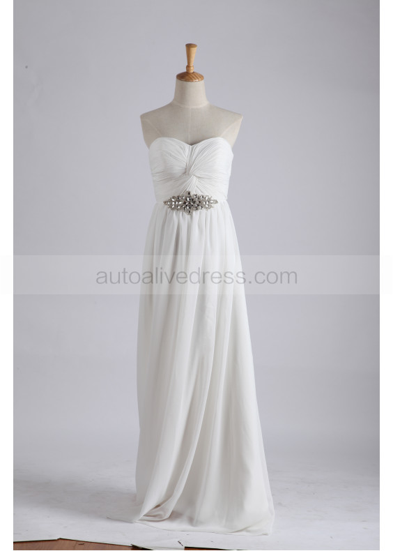 Strapless Ivory Chiffon Beach Wedding Dress