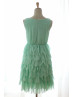 Mint Green Chiffon Flower Petal Tiered Fairy Bridesmaid Dress