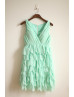 Mint Green Chiffon Flower Petal Tiered Fairy Bridesmaid Dress
