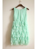 Mint Green Chiffon Flower Petal Tiered Fairy Bridesmaid Dress