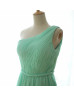 One Shoulder Mint Green Chiffon Short Wedding Bridesmaid Dress