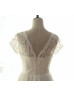 Ivory Lace Cap Sleeves Chiffon Short Bridesmaid Dress