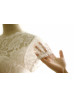 Short Sleeves Ivory Lace Chiffon V Back Wedding Dress
