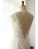 Ivory Lace Chiffon Deep V Back Sheer Wedding Dress Ivory Lace Chiffon Deep V Back Sheer Wedding Dress