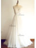 Sheer Illusion Tulle Lace Beaded Wedding Dress With Champagne Lining