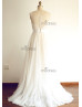 Sheer Illusion Tulle Lace Beaded Wedding Dress With Champagne Lining