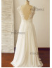 Backless Lace Chiffon Boho Beach Wedding Dress