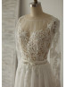 Long Sleeves Boho Beach Lace Chiffon Transparent Wedding Dress