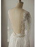 Boho Beach Sheer Lace Chiffon Tulle Wedding Dress