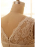 Ivory Lace Taffeta Tea Length Wedding Dress