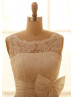 Ivory Lace Taffeta Tea Length Wedding Dress