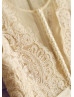 Ivory Lace Tulle Elegant Wedding Dress With Champagne Lining