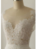 Ivory Lace Chiffon Deep V Back Sheer Wedding Dress Ivory Lace Chiffon Deep V Back Sheer Wedding Dress