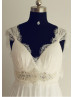Ivory Eyelash Lace Chiffon Beaded Empire Waist Wedding Dress