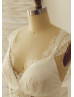 Ivory Eyelash Lace Chiffon Beaded Empire Waist Wedding Dress