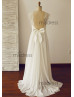 Ivory Eyelash Lace Chiffon Beaded Empire Waist Wedding Dress