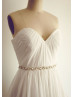 Sweetheart Neck Ivory Chiffon Draped Beach Wedding Dress