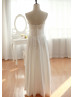 Spaghetti Straps Ivory Lace Taffeta Glitter Wedding Dress