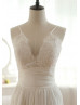Spaghetti Straps Ivory Lace Taffeta Glitter Wedding Dress