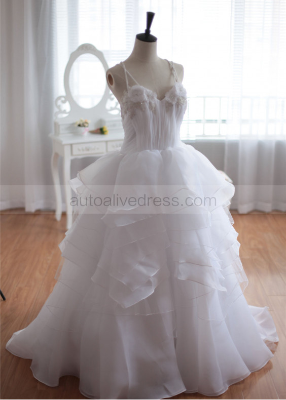 Ivory Beaded Organza Cross Back Wedding Dress