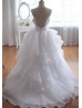 Ivory Beaded Organza Cross Back Wedding Dress