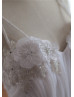 Ivory Beaded Organza Cross Back Wedding Dress
